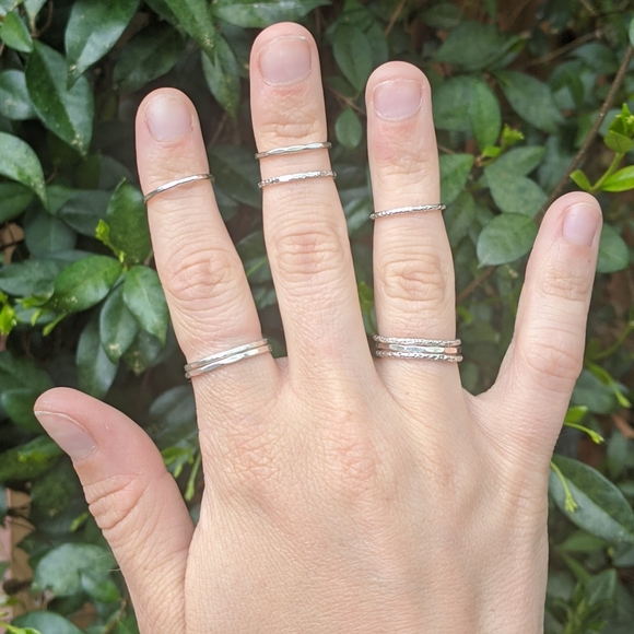 3 Dainty Handmade Sterling Silver Stackable Rings - Picture 2 of 8